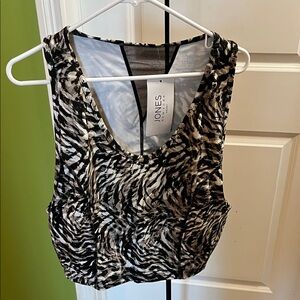 NWT Jones New York Black and White Zebra Workout/lounge Top